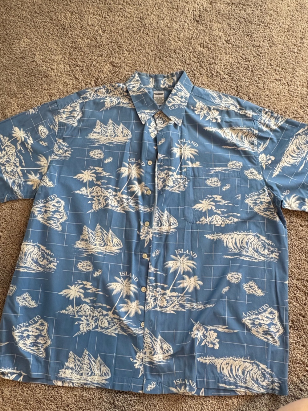 Old Navy Dusty Blue Tropical Print Button Down